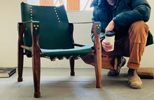 Load image into Gallery viewer, Campaign Chair - Green &amp; Walnut
