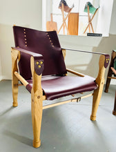 Load image into Gallery viewer, Campaign Chair - Burgundy and White Oak
