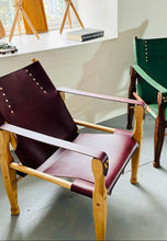 Load image into Gallery viewer, Campaign Chair - Burgundy and White Oak
